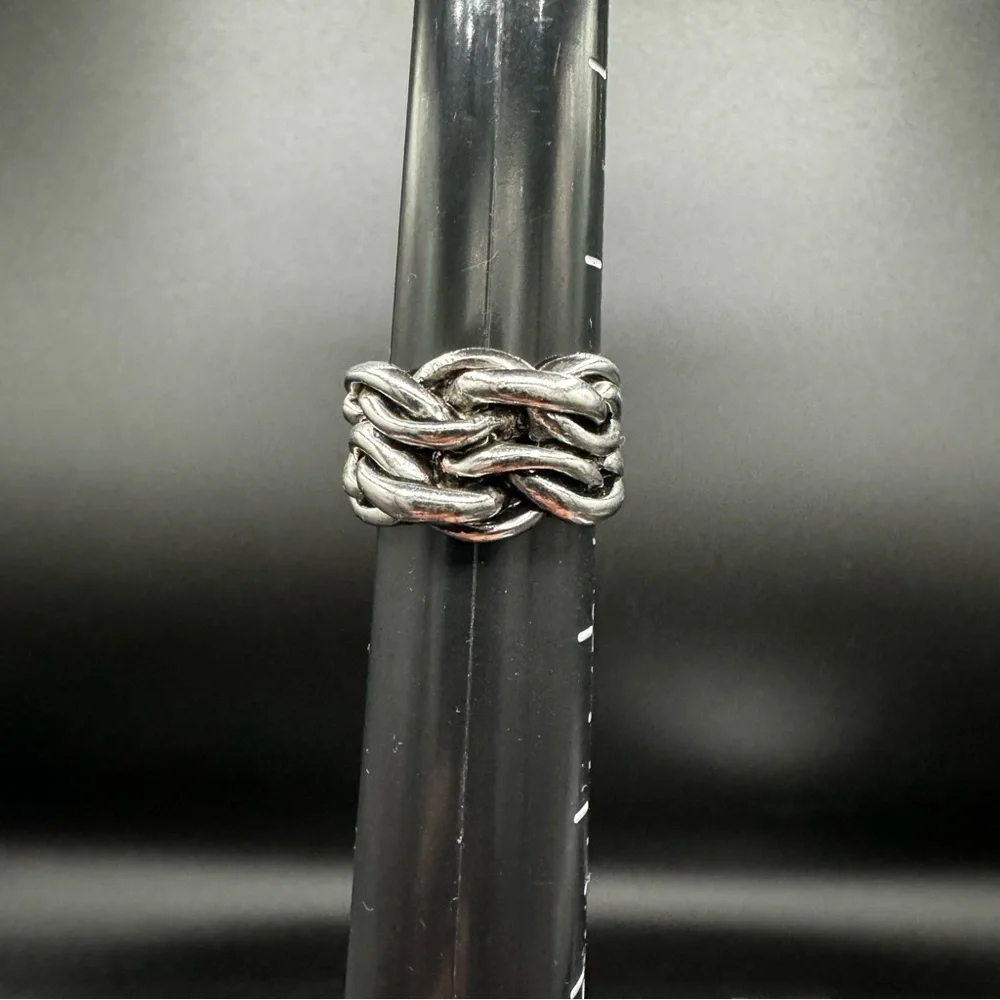 Chunky Silver Tone Braided Knot Thumb? Ring Size 8.5